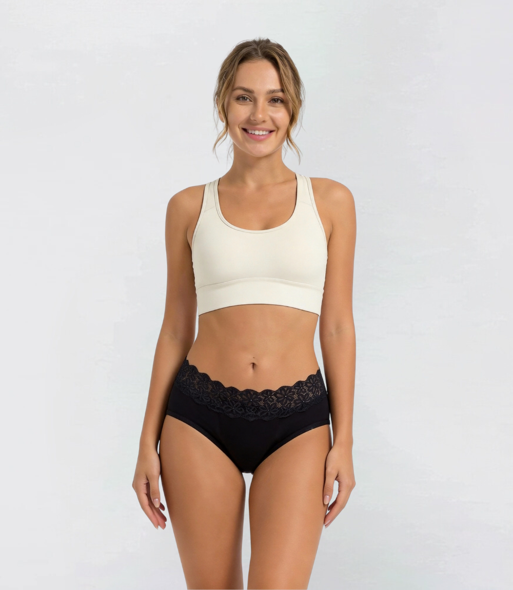Floral Lace Waist Brief – 100% Leakproof