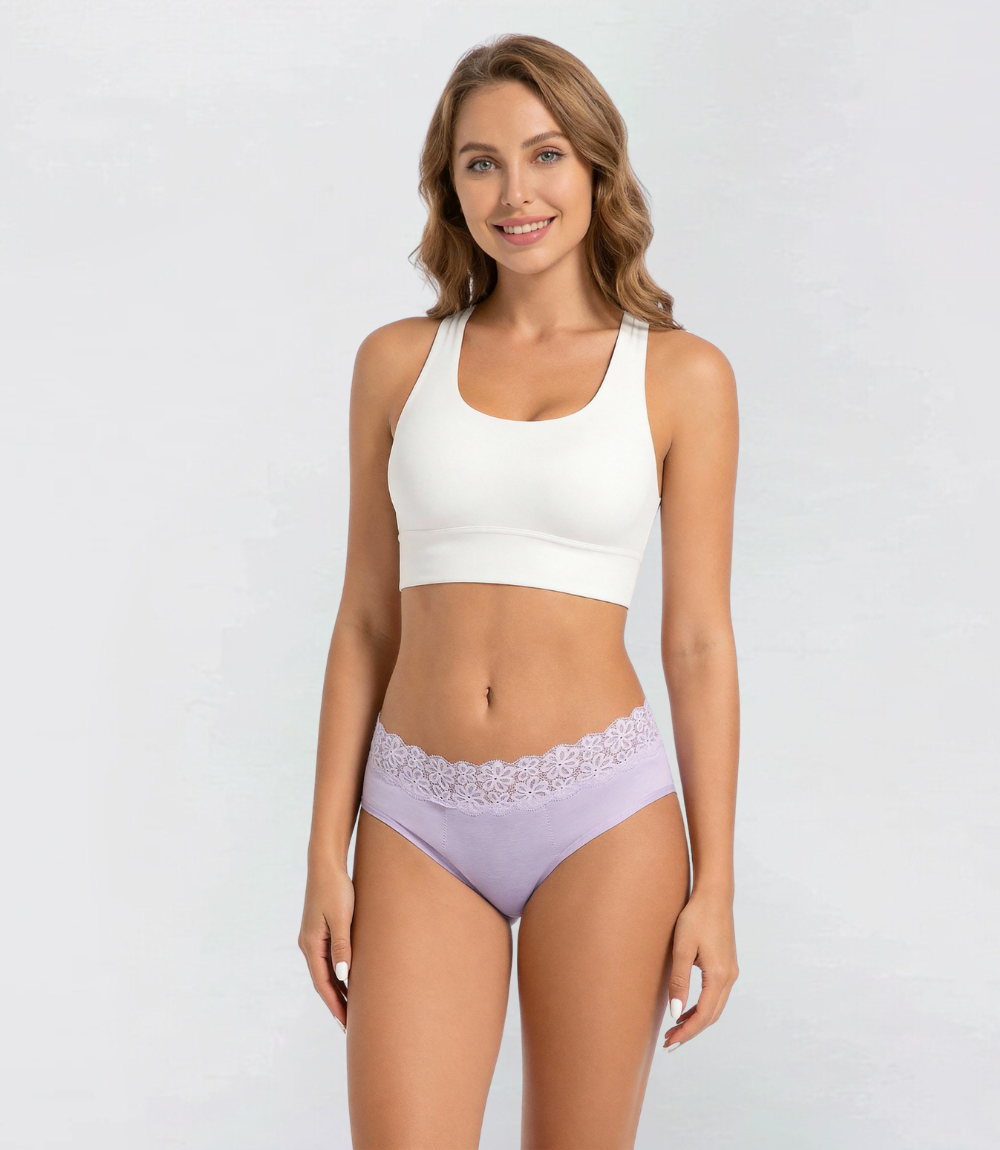 Floral Lace Waist Brief – 100% Leakproof